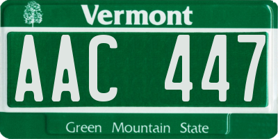 VT license plate AAC447