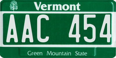 VT license plate AAC454