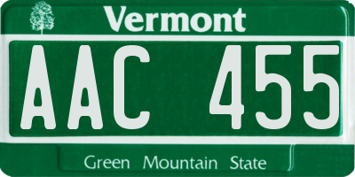 VT license plate AAC455