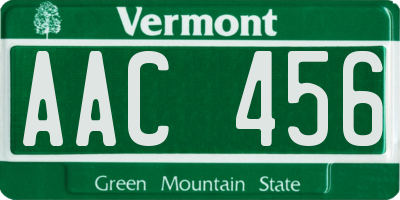 VT license plate AAC456