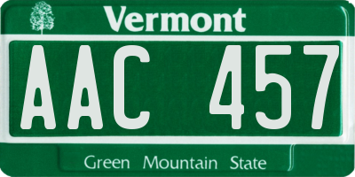 VT license plate AAC457