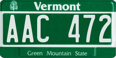 VT license plate AAC472