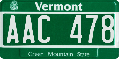 VT license plate AAC478