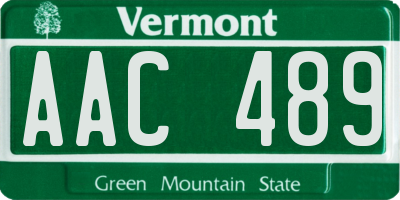 VT license plate AAC489