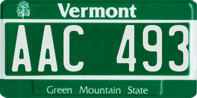 VT license plate AAC493