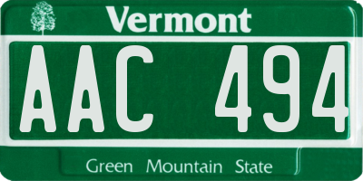 VT license plate AAC494