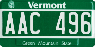 VT license plate AAC496