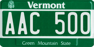 VT license plate AAC500