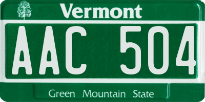 VT license plate AAC504