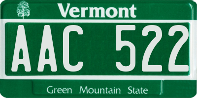 VT license plate AAC522