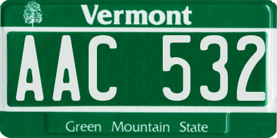 VT license plate AAC532