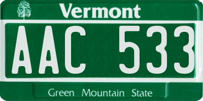 VT license plate AAC533