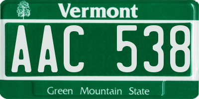 VT license plate AAC538