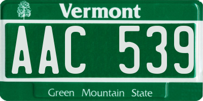 VT license plate AAC539