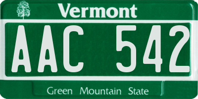 VT license plate AAC542