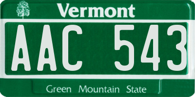 VT license plate AAC543
