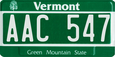 VT license plate AAC547