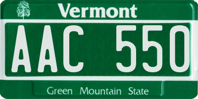 VT license plate AAC550