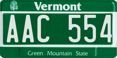 VT license plate AAC554