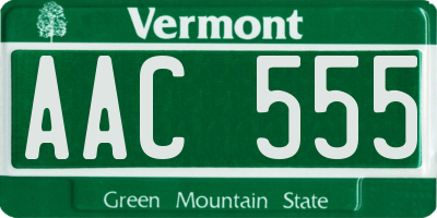 VT license plate AAC555