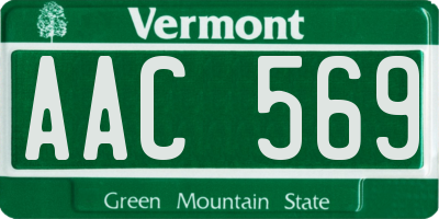 VT license plate AAC569