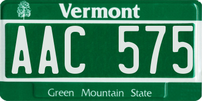 VT license plate AAC575