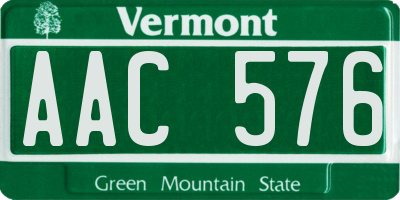 VT license plate AAC576