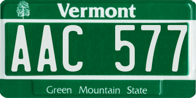 VT license plate AAC577