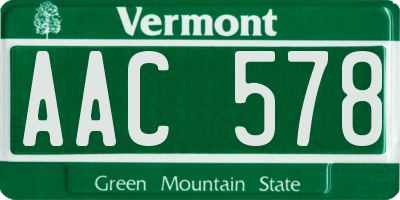 VT license plate AAC578