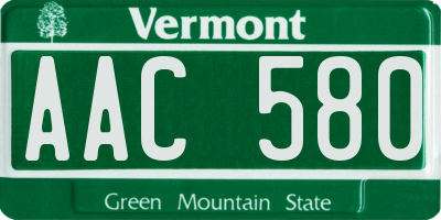 VT license plate AAC580
