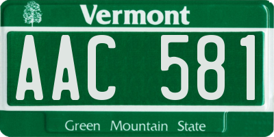 VT license plate AAC581