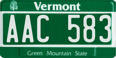 VT license plate AAC583