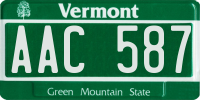 VT license plate AAC587