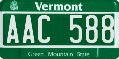 VT license plate AAC588