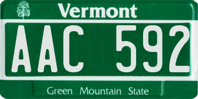VT license plate AAC592