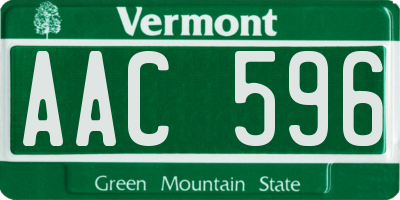 VT license plate AAC596