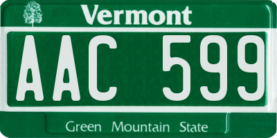 VT license plate AAC599