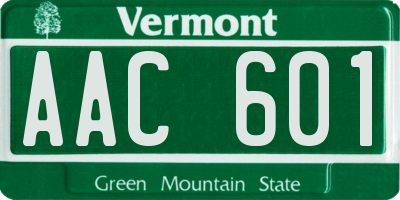 VT license plate AAC601