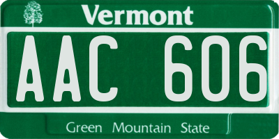 VT license plate AAC606