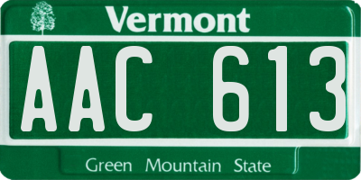 VT license plate AAC613