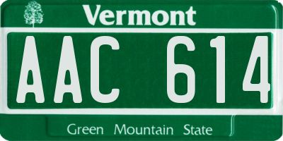 VT license plate AAC614