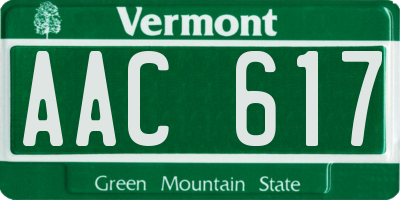 VT license plate AAC617