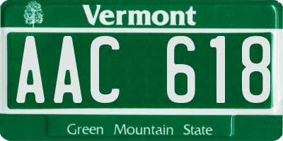 VT license plate AAC618