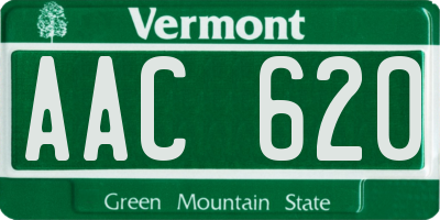 VT license plate AAC620