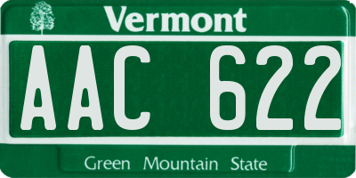 VT license plate AAC622