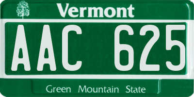 VT license plate AAC625