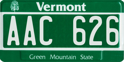 VT license plate AAC626