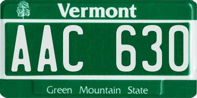 VT license plate AAC630