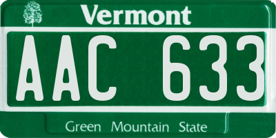 VT license plate AAC633