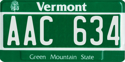 VT license plate AAC634